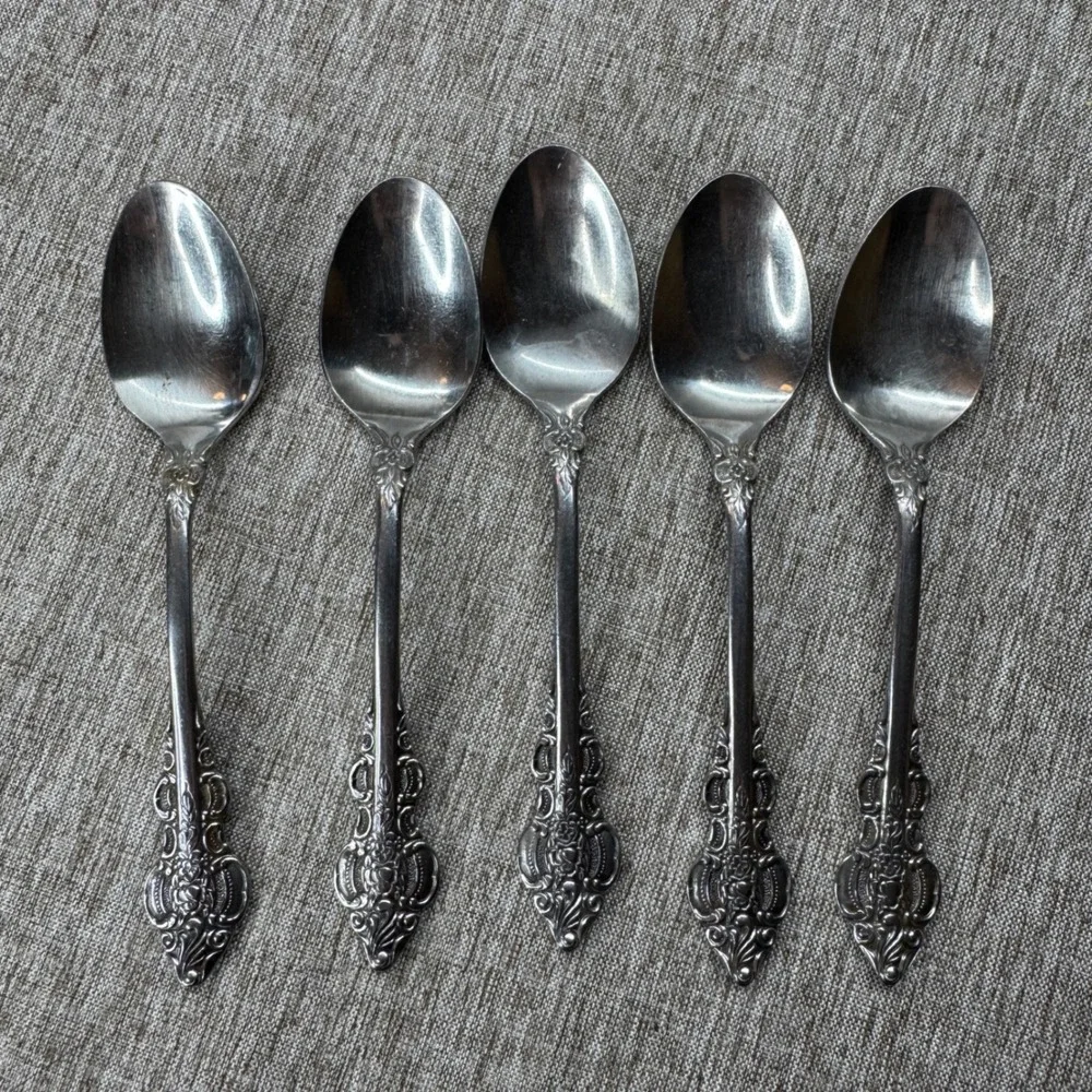 Oxford Hall Exquisite Stainless‎ Teaspoons Set of 5 Sutherland Floral Flatware
